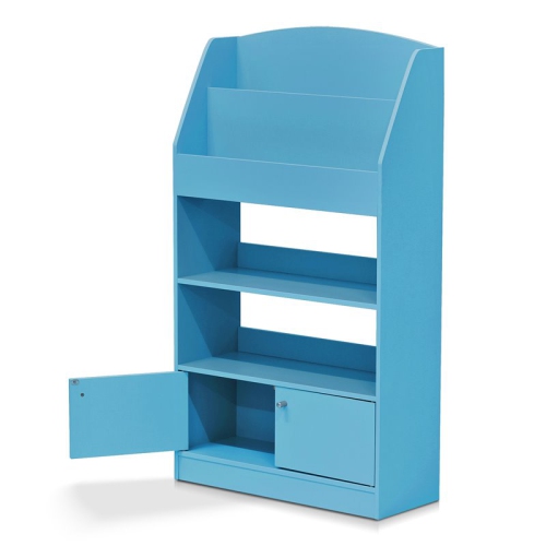 Furinno Lova Wood Magazine/Bookshelf with Storage Cabinet in Light Blue