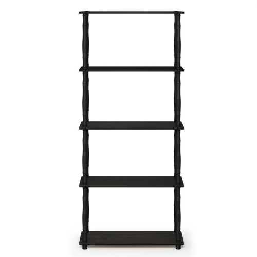Furinno Turn-N-Tube Wood 5-Tier Shelf Display Rack w/ Classic Tubes in Espresso