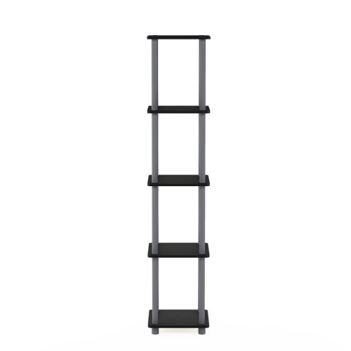 Furinno Turn-N-Tube Wood 5-Tier Corner Square Rack Display Shelf in Black/Gray