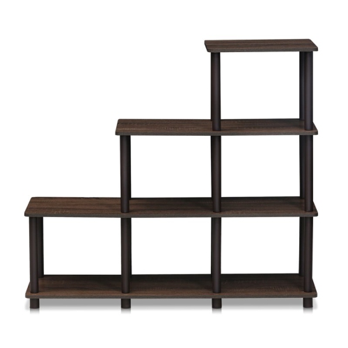 Furinno Turn-N-Tube Engineered Wood Ladder Space Shelf in Walnut/Brown