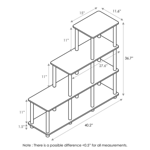 Furinno Turn-N-Tube Engineered Wood Ladder Space Shelf in Walnut/Brown