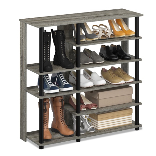 Furinno Turn-N-Tube Engineered Wood Multi Storage Shoe Rack in French Oak Gray