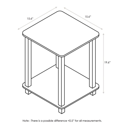 Furinno Engineered Wood Simplistic End Table in Dark Walnut