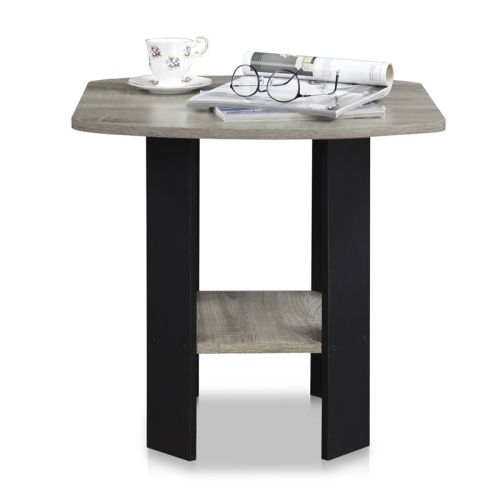 Furinno Engineered Wood Simple Design End Table in French Oak Gray/Black