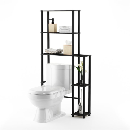 Furinno Turn-N-Tube Wood Toilet Space Saver with 5 Shelves in Espresso/Black