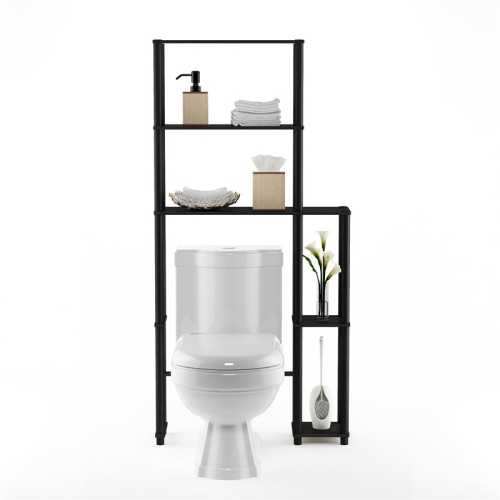 Furinno Turn-N-Tube Wood Toilet Space Saver with 5 Shelves in Espresso/Black