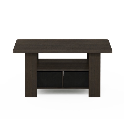 Furinno Andrey Engineered Wood Coffee Table with Bin Drawer in Dark Brown/Black