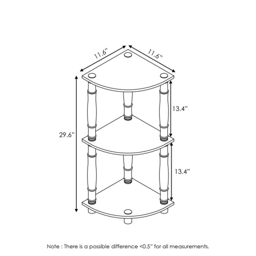Furinno Turn-N-Tube Wood 3-Tier Corner Display Rack w/ Classic Tubes in Espresso