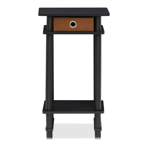 Furinno Turn-N-Tube Engineered Wood Tall End Table with Bin in Espresso/Brown