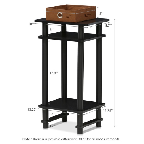 Furinno Turn-N-Tube Engineered Wood Tall End Table with Bin in Espresso/Brown