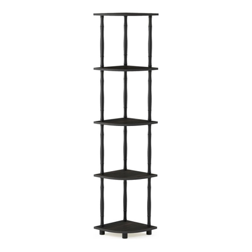 Furinno Turn-N-Tube Wood 5-Tier Corner Display Rack w/ Classic Tube in Espresso