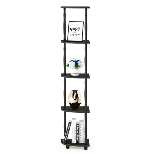 Furinno Turn-N-Tube Wood 5-Tier Corner Display Rack w/ Classic Tube in Espresso
