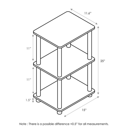 Furinno Turn-N-Tube Engineered Wood 2 Space Shelf in Walnut/Brown