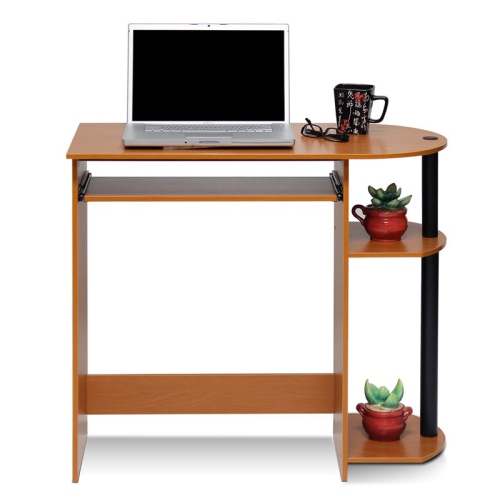 Furinno Engineered Wood Simplistic Computer Desk in Light Cherry/Black