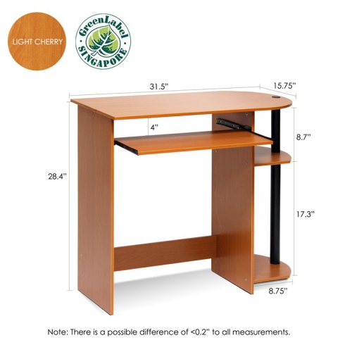 Furinno Engineered Wood Simplistic Computer Desk in Light Cherry/Black