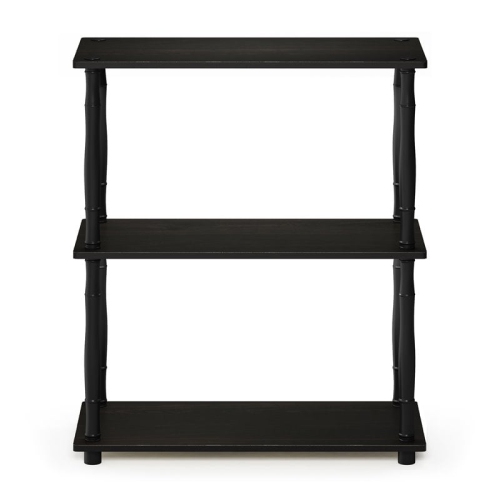 Furinno Turn-N-Tube Wood 3-Tier Shelf Display Rack w/ Classic Tubes in Espresso