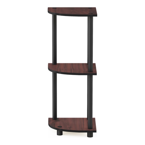 FURINNO  Turn-N-Tube Wood 3-Tier Corner Display Rack In Dark Cherry/black
