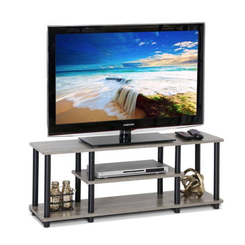 Furinno Turn-N-Tube Wood Entertainment TV Stand for TV up to 50" in Oak Gray