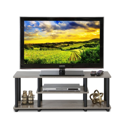 Furinno Turn-N-Tube Wood Entertainment TV Stand for TV up to 50" in Oak Gray