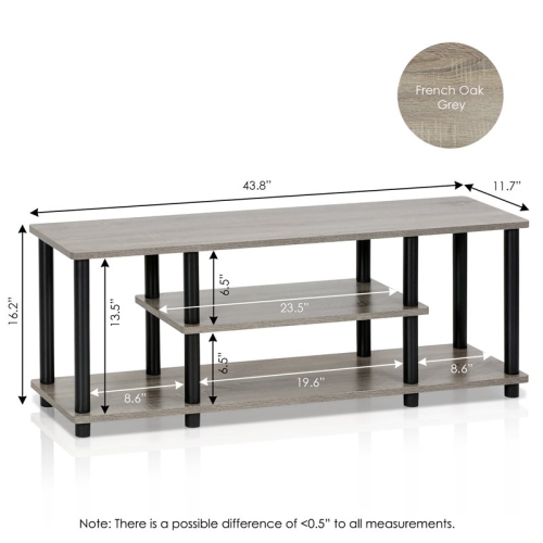 Furinno Turn-N-Tube Wood Entertainment TV Stand for TV up to 50" in Oak Gray