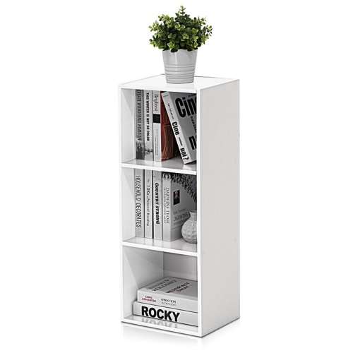 Furinno Luder Engineered Wood 3-Tier Open Shelf Bookcase in White