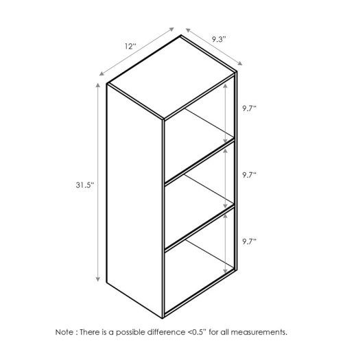 Furinno Luder Engineered Wood 3-Tier Open Shelf Bookcase in White