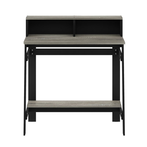 Furinno Engineered Wood Simplistic A Frame Computer Desk in Black/Oak Gray