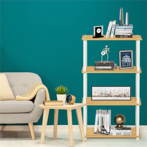 Furinno Turn-S-Tube Wood 4-Tier Multipurpose Shelf Display Rack in Beech/Natural