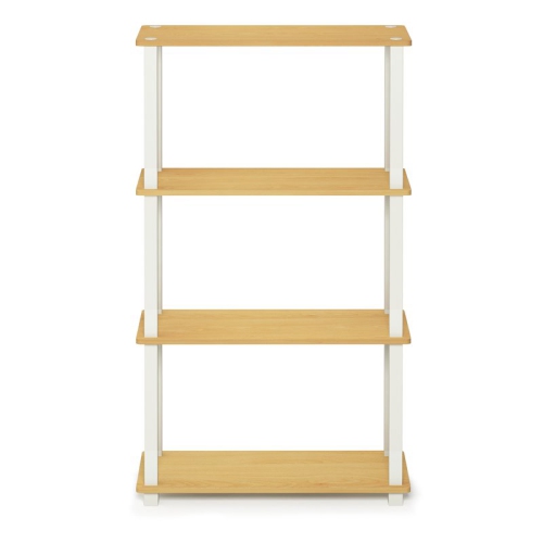 Furinno Turn-S-Tube Wood 4-Tier Multipurpose Shelf Display Rack in Beech/Natural
