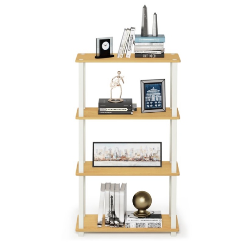Furinno Turn-S-Tube Wood 4-Tier Multipurpose Shelf Display Rack in Beech/Natural
