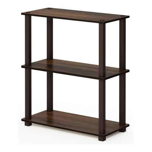 Furinno Turn-S-Tube Wood 3-Tier Compact Shelf Display Rack in Walnut/Brown