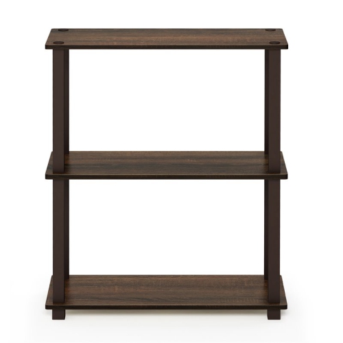 Furinno Turn-S-Tube Wood 3-Tier Compact Shelf Display Rack in Walnut/Brown