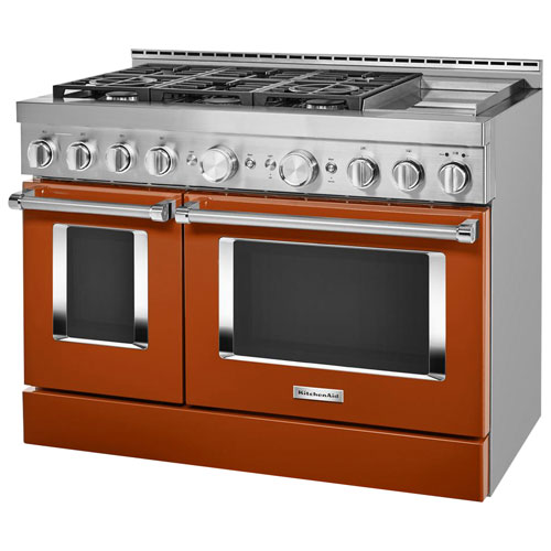 KitchenAid 48" 6.3 Cu. Ft. Double Oven 6-Burner Freestanding Gas Range (KFGC558JSC) - Orange
