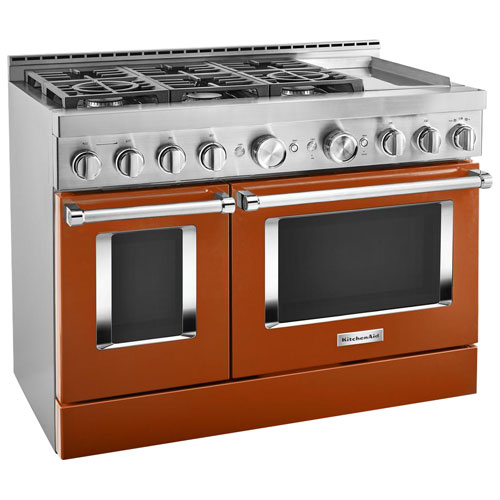 KitchenAid 48" 6.3 Cu. Ft. Double Oven 6-Burner Freestanding Gas Range (KFGC558JSC) - Orange
