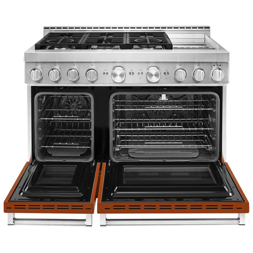 KitchenAid 48" 6.3 Cu. Ft. Double Oven 6-Burner Freestanding Gas Range (KFGC558JSC) - Orange