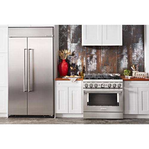 KitchenAid 36" 5.1 Cu. Ft. True Convection 6-Burner Freestanding Gas Range (KFGC506JSS) - Stainless