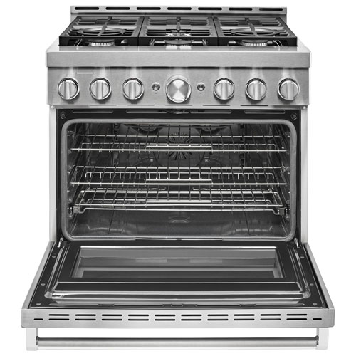 KitchenAid 36" 5.1 Cu. Ft. True Convection 6-Burner Freestanding Gas Range (KFGC506JSS) - Stainless