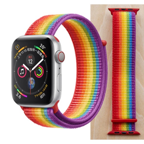 Bracelet de montre pour Apple Watch 42 / 44mm Bracelet de remplacement en nylon pour Apple Watch Series 5, 4, 3, 2, 1, Rainbow
