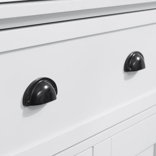 HOMCOM 72" Tall Kitchen Pantry Cabinet, Modern Buffet Storage Cabinet with 4 Recessed Doors, Drawer and Adjustable Shelves, White