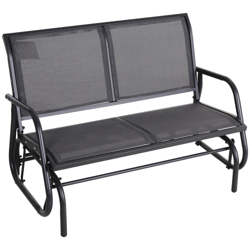 Fauteuil coulissant extérieur double en acier Outsunny Banc de jardin chaise berçante de jardin robuste en tissu gris