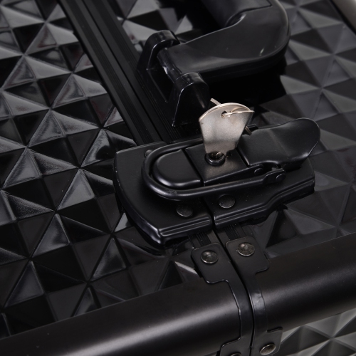 HOMCOM 4 in 1 Rolling Aluminum Makeup Train Case, Portable Professional Cosmetic Makeup Case with Lock and 2 Keys, 2 Wheels, Multiple Compartments