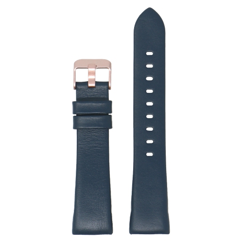STRAPSCO  Smooth Leather Watch Band Strap for Fitbit Charge 3 - (Rose Gold Buckle) In Navy Blue