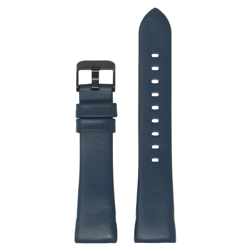 STRAPSCO  Smooth Leather Watch Band Strap for Fitbit Charge 3 - (Black Buckle) In Navy Blue