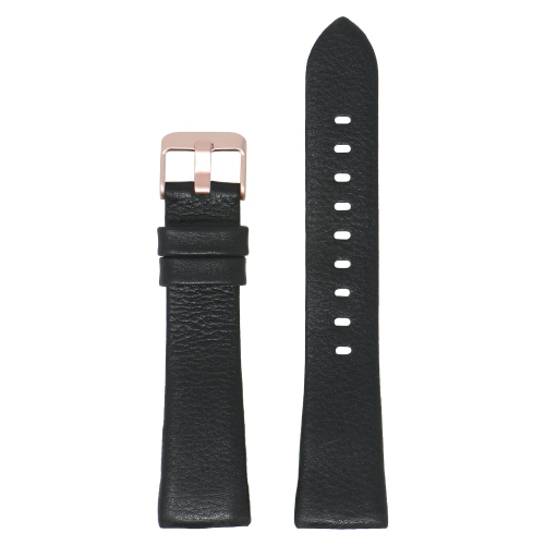 STRAPSCO  Textured Leather Watch Band Strap for Fitbit Charge 3 - (Rose Gold Buckle) In Black