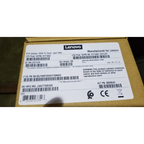 LENOVO - 81Y1662 - LPE16002 EMULEX 16G DUAL PORT FC HBA - W/BOTH LONG AND SHORT PROFILE BRKT BRAND NEW RETAIL PACKED
