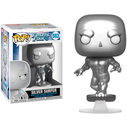 FUNKO  Pop Marvel 3.75 Inch Action Figure Fantastic Four - Surfer #563 In Silver Great Funko Pop