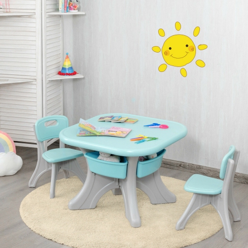 Gymax Children Kids Activity Table Chair Set Play Furniture W/Storage