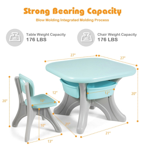 Gymax Children Kids Activity Table Chair Set Play Furniture W/Storage