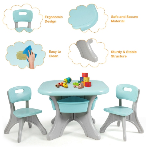 Gymax Children Kids Activity Table Chair Set Play Furniture W/Storage
