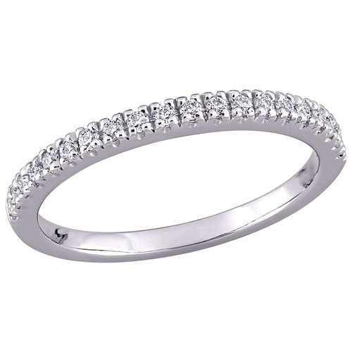 Amour Eternity White Round Created Moissanite Ring in 10K White Gold - Size 7